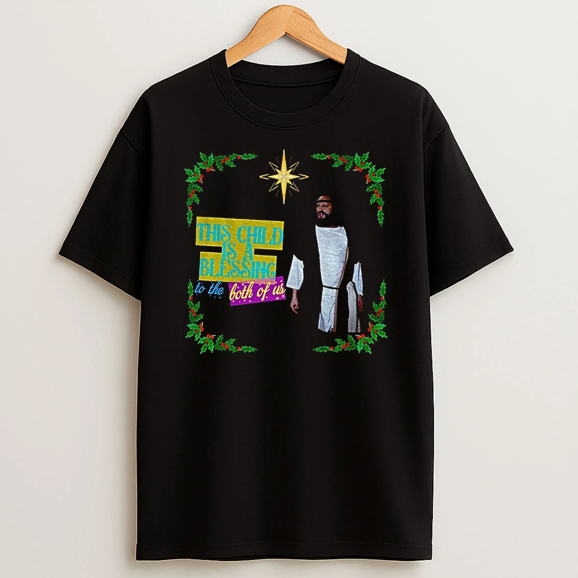 Four Christmases Movie Vince Vaughn Nativity Scene This Child Is A Blessing To The Both Of Us T Shirt