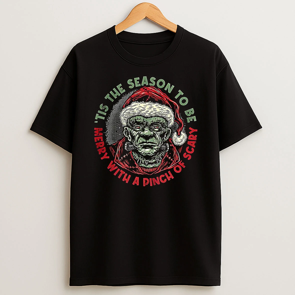 Frankenstein Its The Season To Be Merry With A Pinch Of Scary Christmas T Shirt