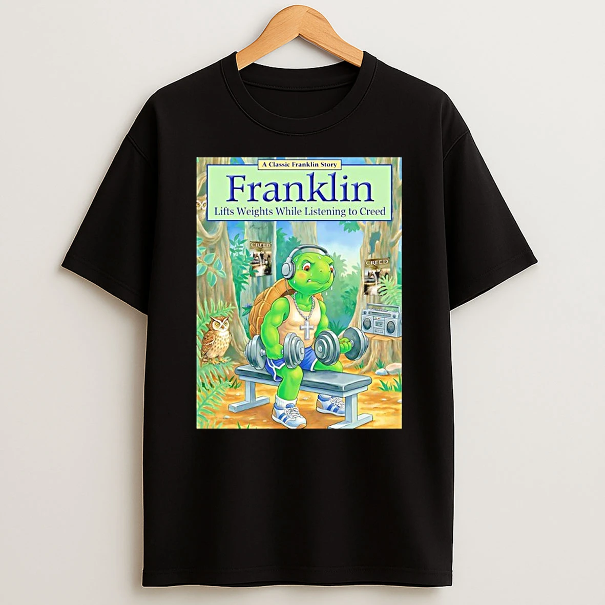 Franklin Lifts Weights While Listening To Creed T Shirt