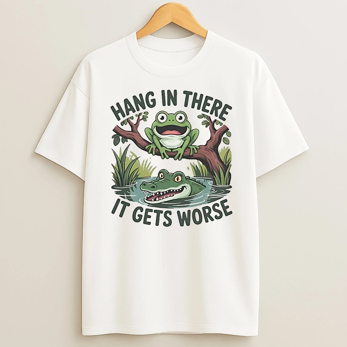 Frog Hang In There It Gets Worse T Shirt