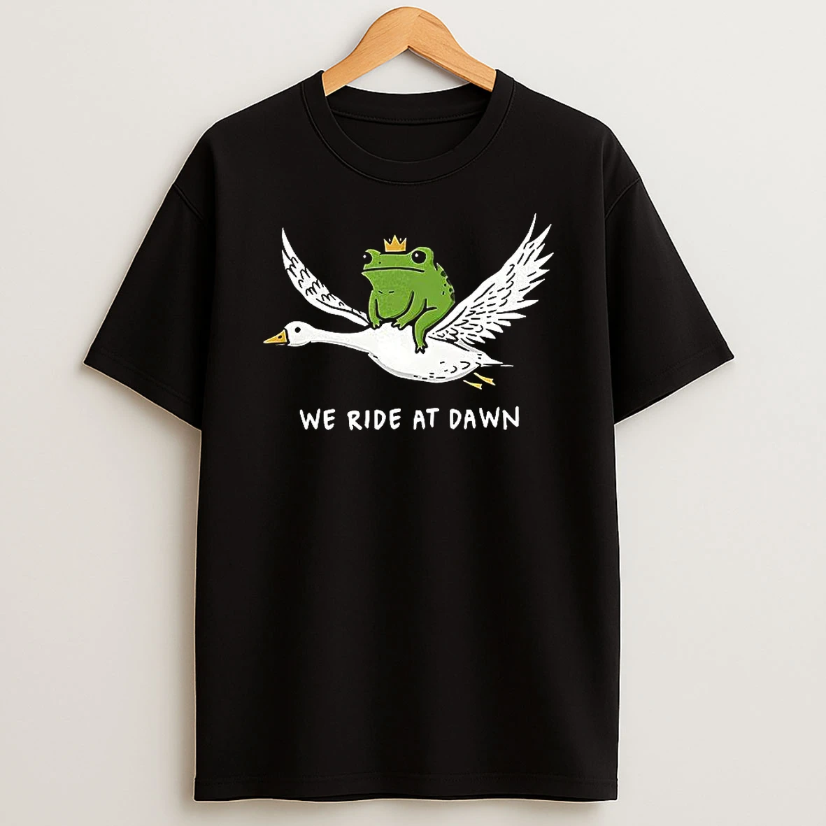 Frog Riding Goose We Ride At Dawn Meme T Shirt