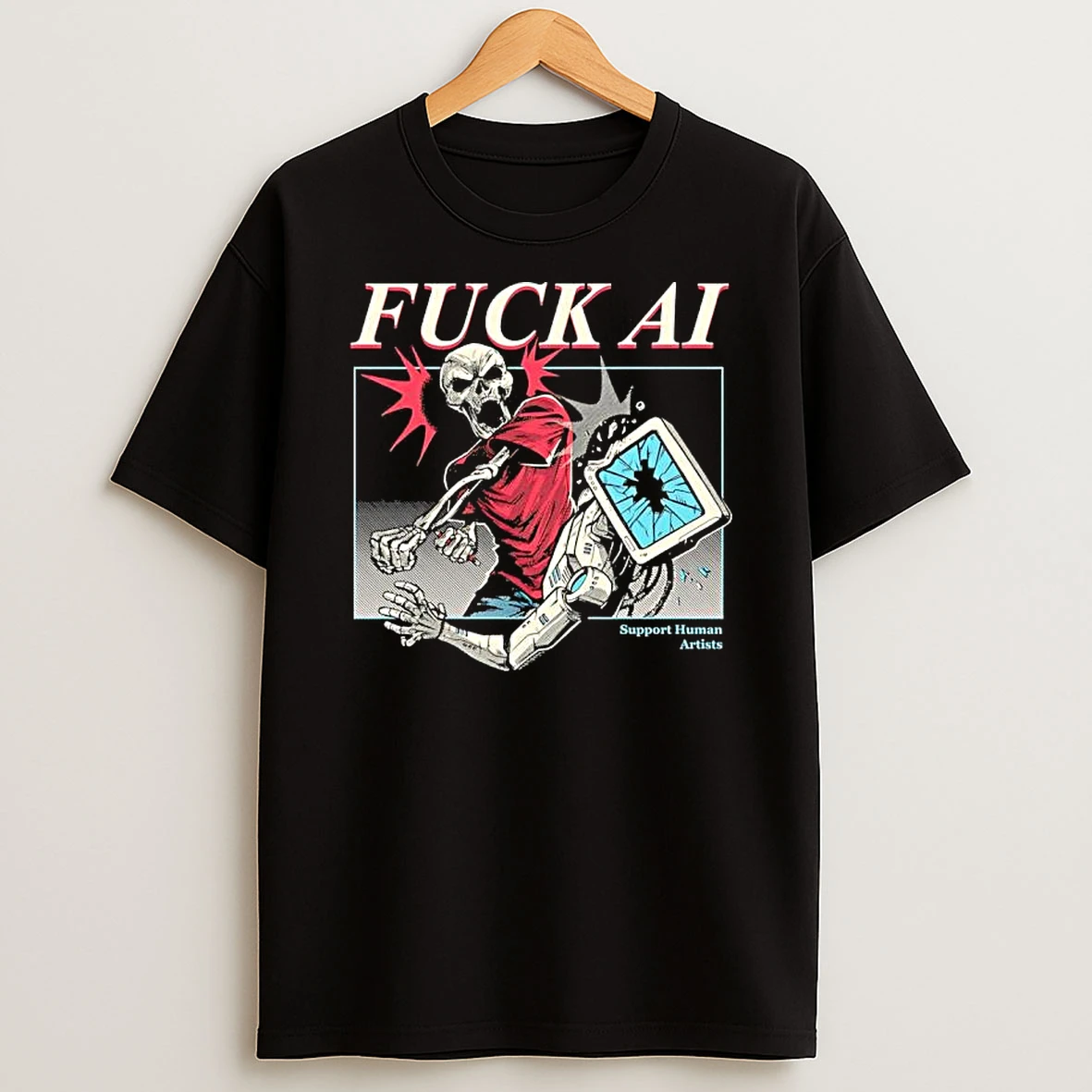 Fuck Ai The Yetee Skeleton Ai Robot T Shirt