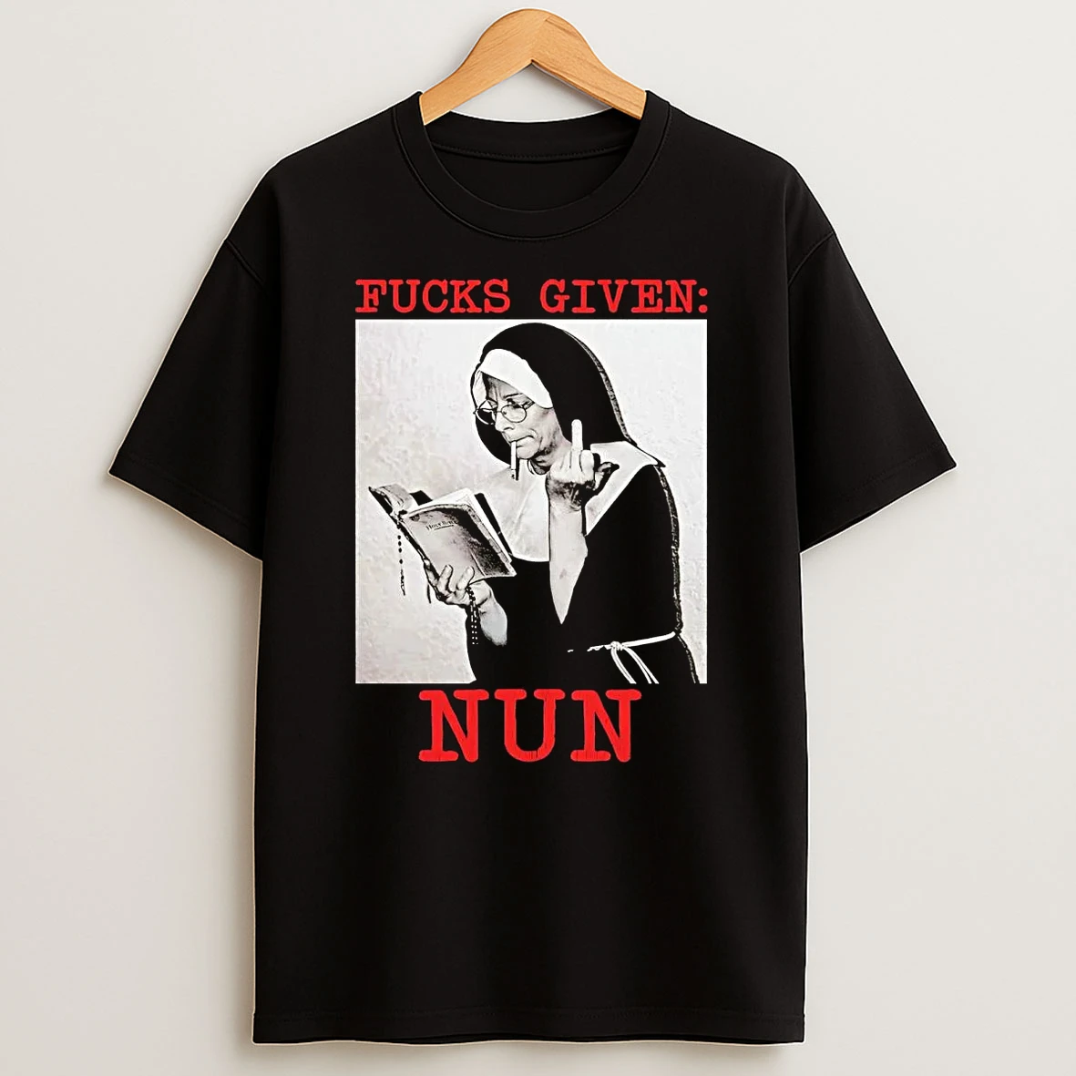 Fucks Given Nun Middle Finger T Shirt