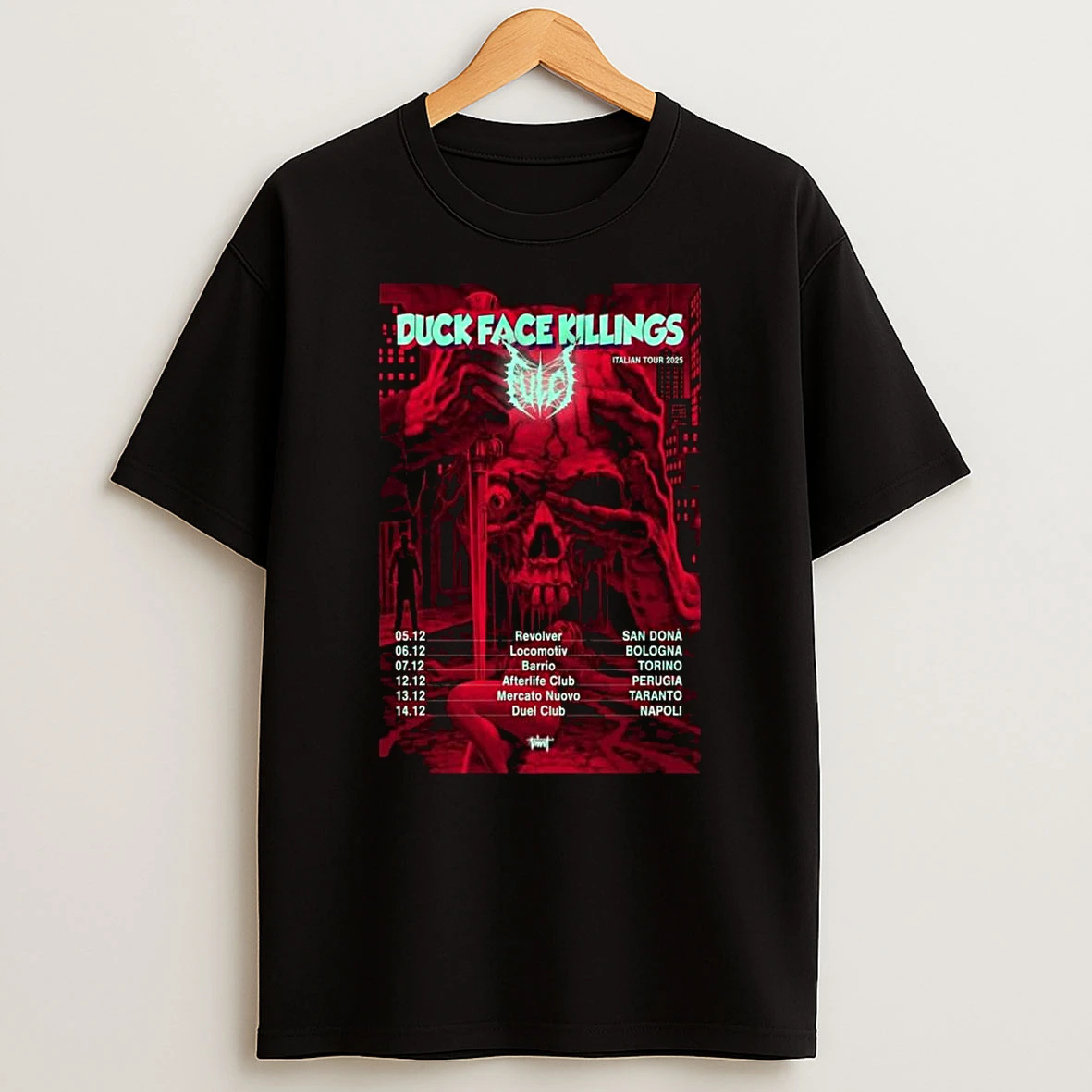 Fulci Duck Face Killings Italian Tour Show December 2025 T Shirt
