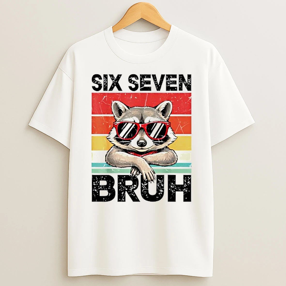 Funny 67 Meme Boys Kids 6 7 Six Seven Bruh Raccoon T Shirt