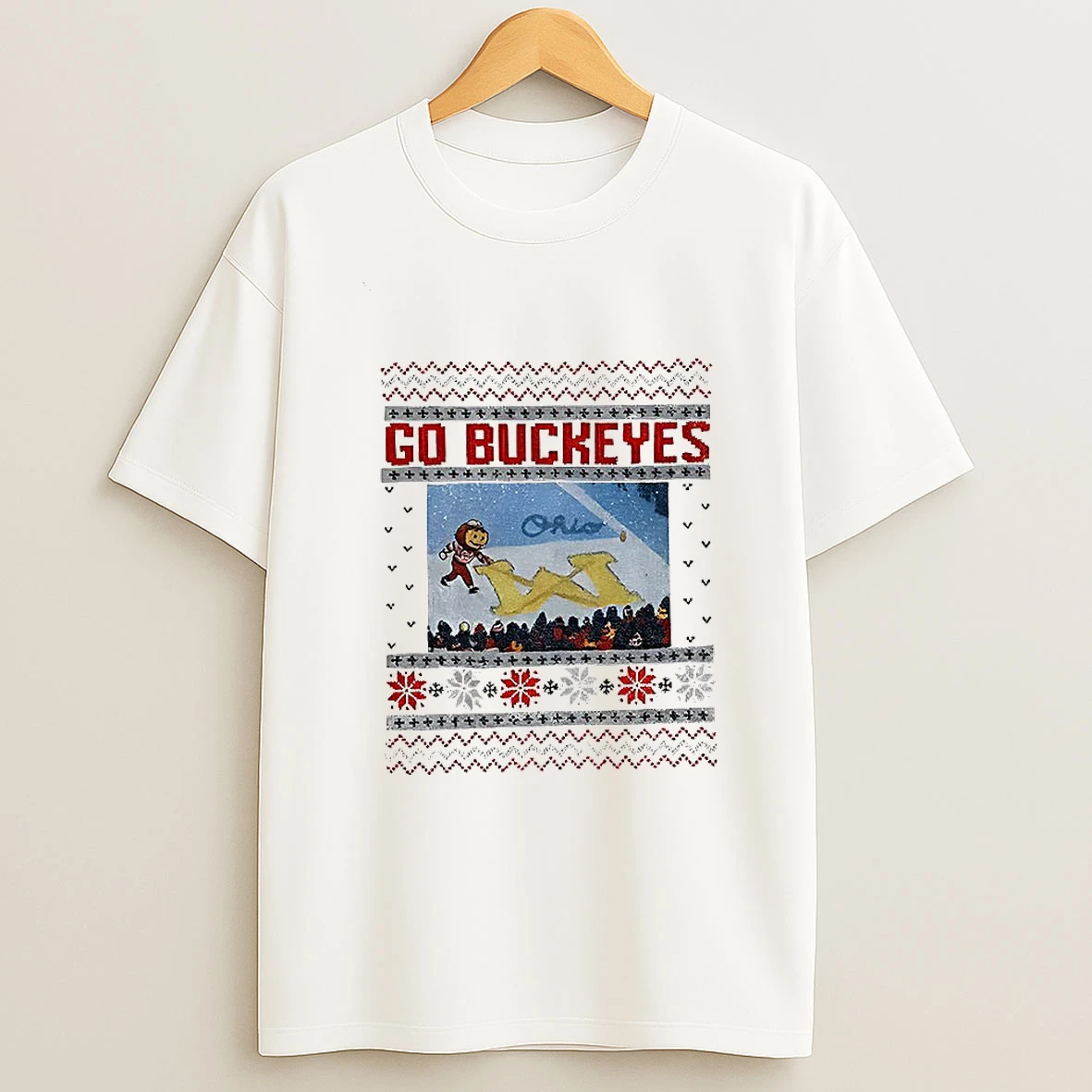 Funny Brutus Vs Michigan Game Day Brutus Ohio State Snow Go Buckeyes Xmas T Shirt