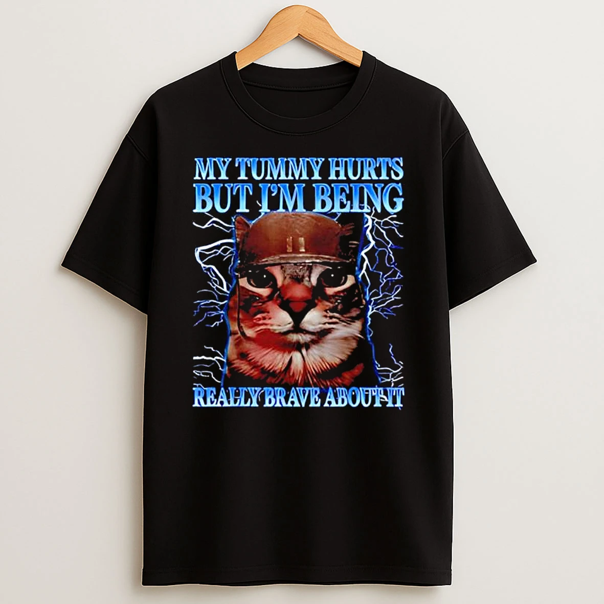 Funny Cat Humor Saying My Tummy Hurts Cat Meme Quote T Shirt