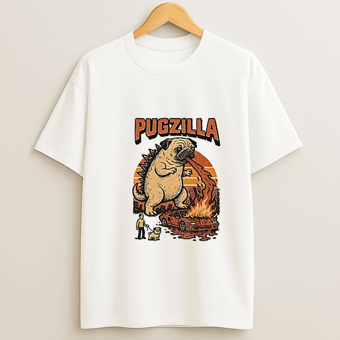 Funny Pug Godzilla T Shirt