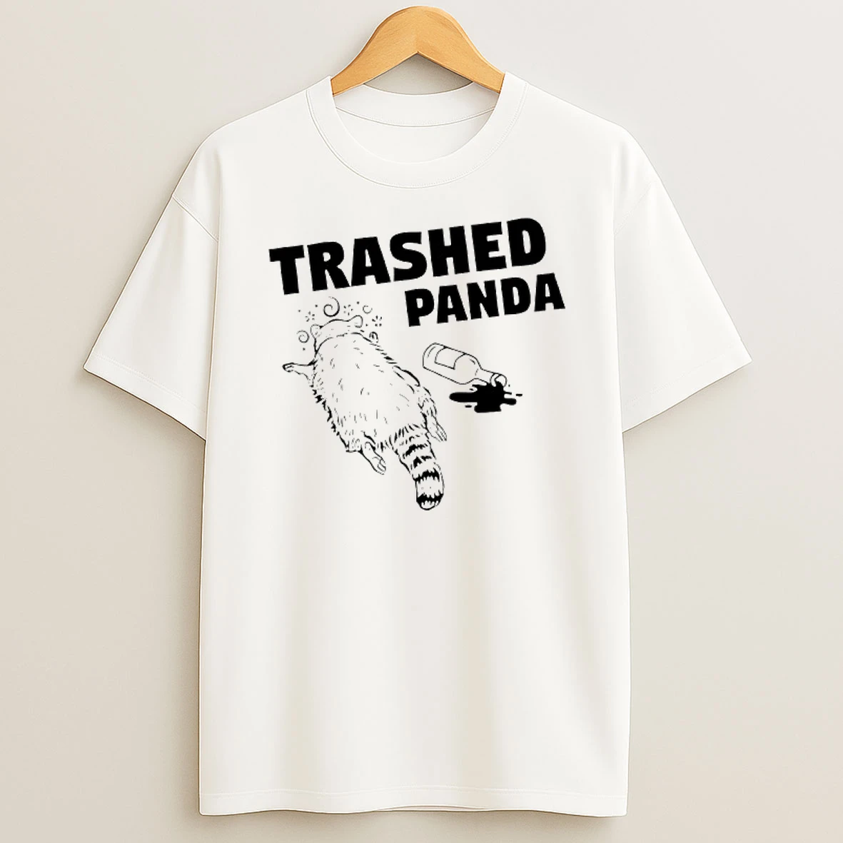 Funny Trashed Panda Racoon Gets Drunk T Shirt
