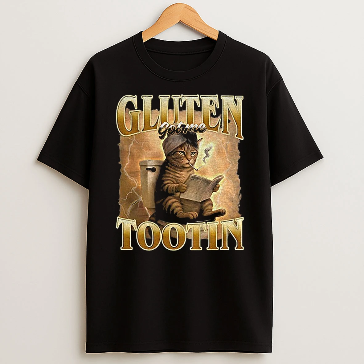 Funny Cat Gluten Got Me Tootin Vintage T Shirt