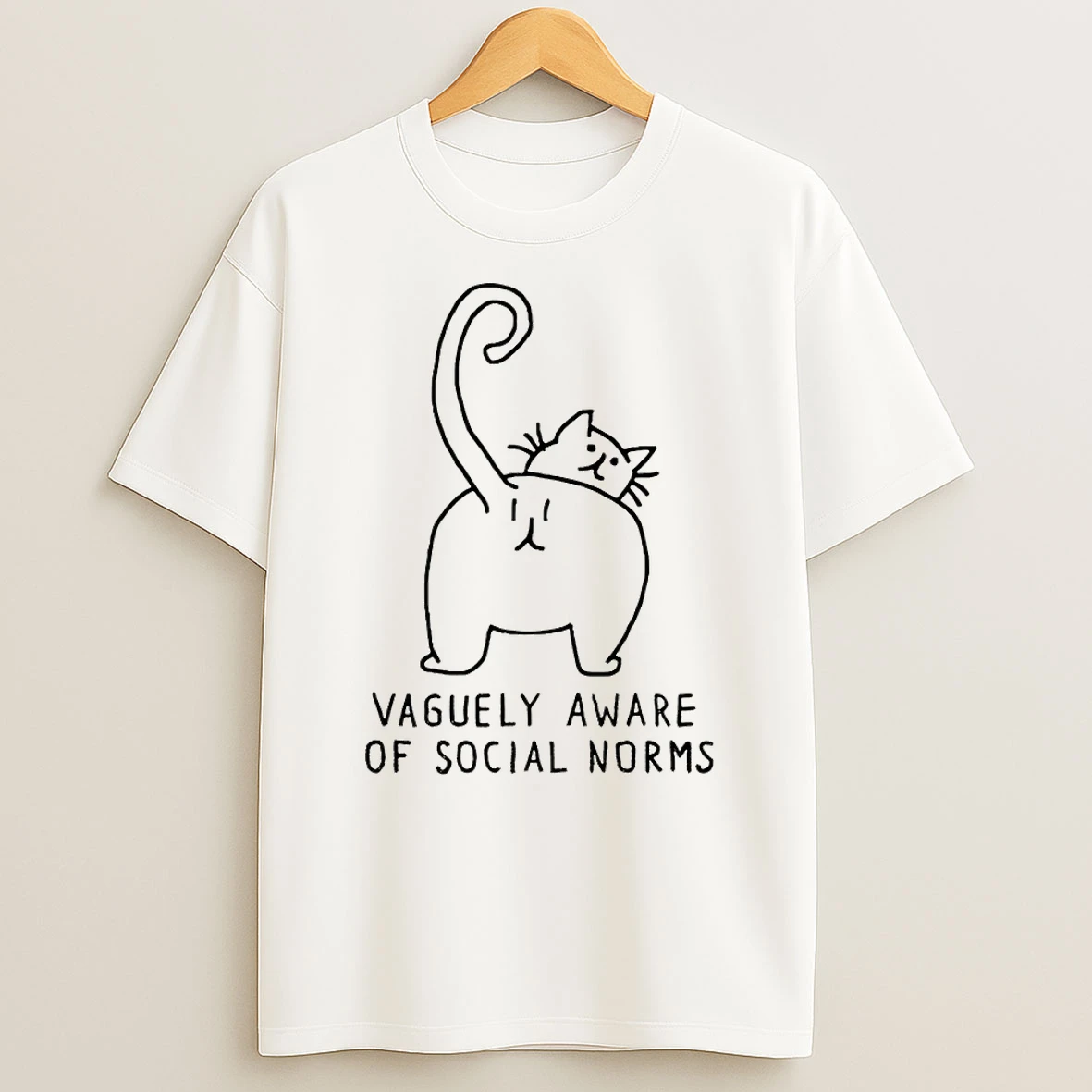 Funny Cat Vaguely Aware Of Social Norms Meme T Shirt