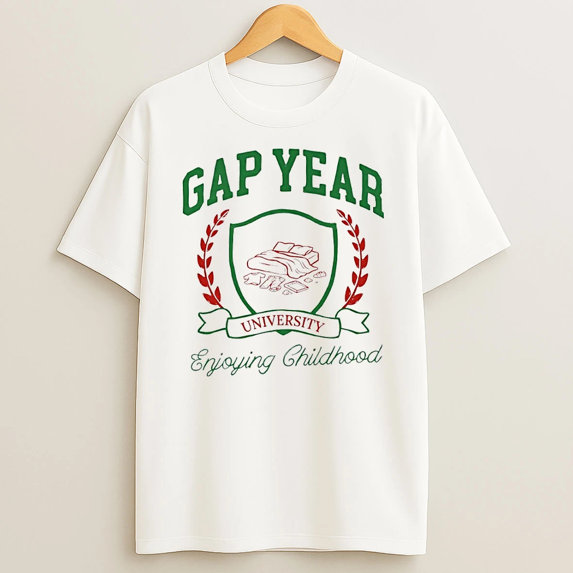 Gap Year Enjoying Childhood University Logo Circle T Shirt