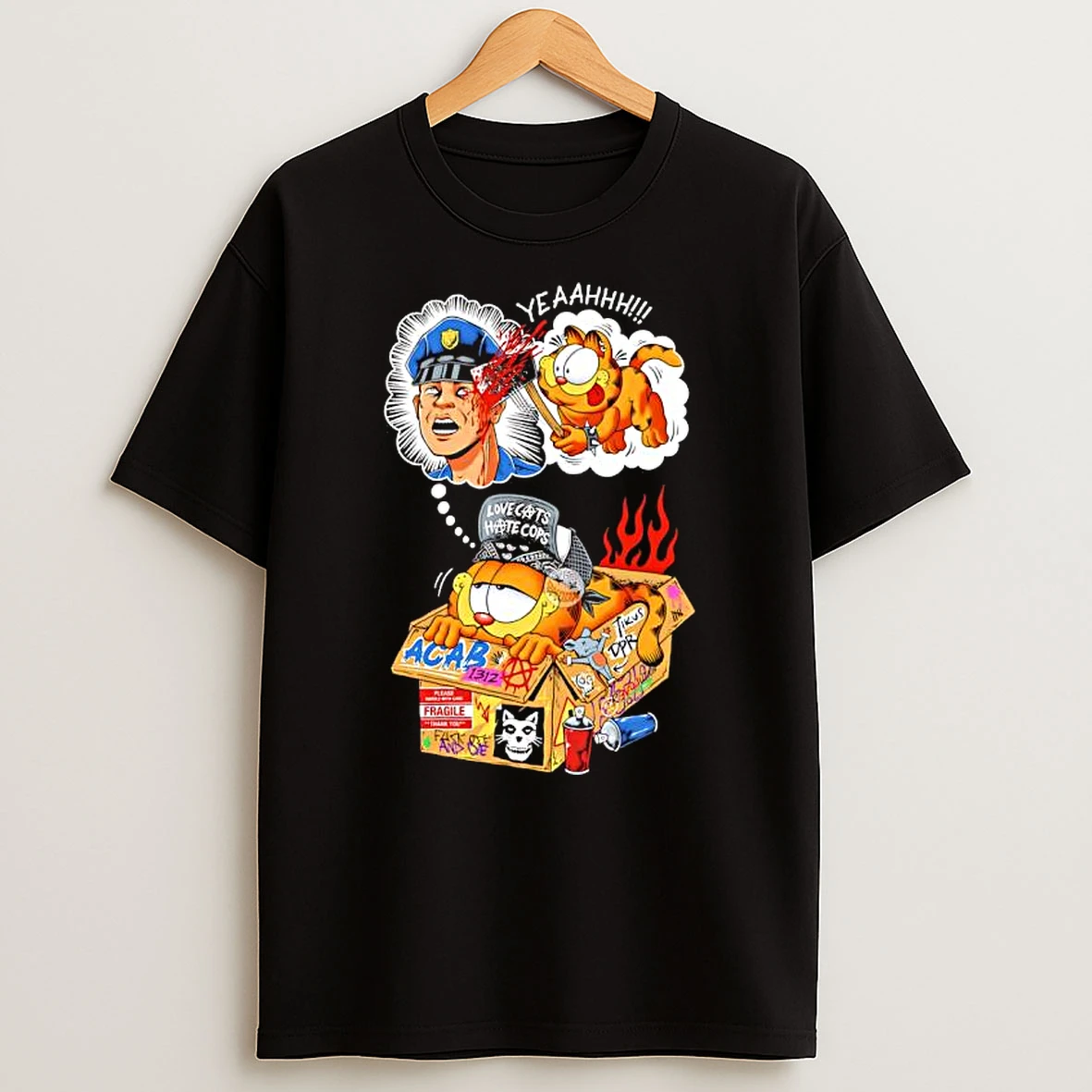 Garf Love Cats Hate Cops Acab Graphic T Shirt
