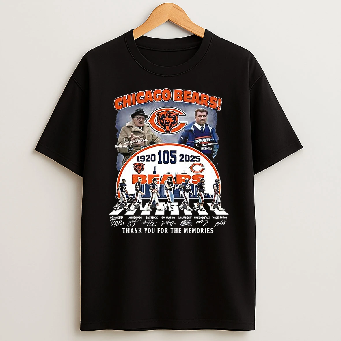 George Halas And Mike Ditka Chicago Bears 105th Anniversary Thank You For The Memories T Shirt