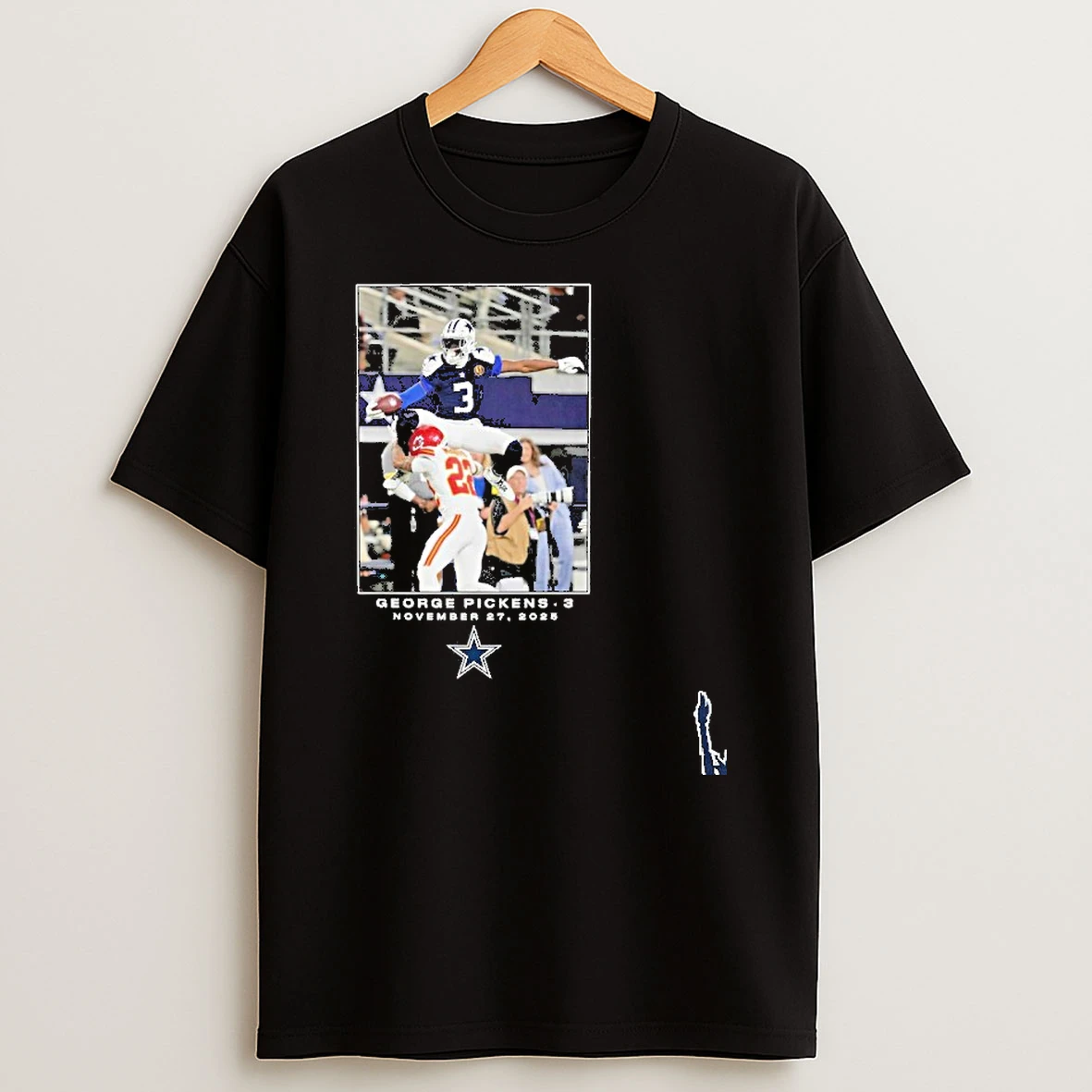 George Pickens Black Dallas Cowboys Nfl 27 2025 Logo T Shirt