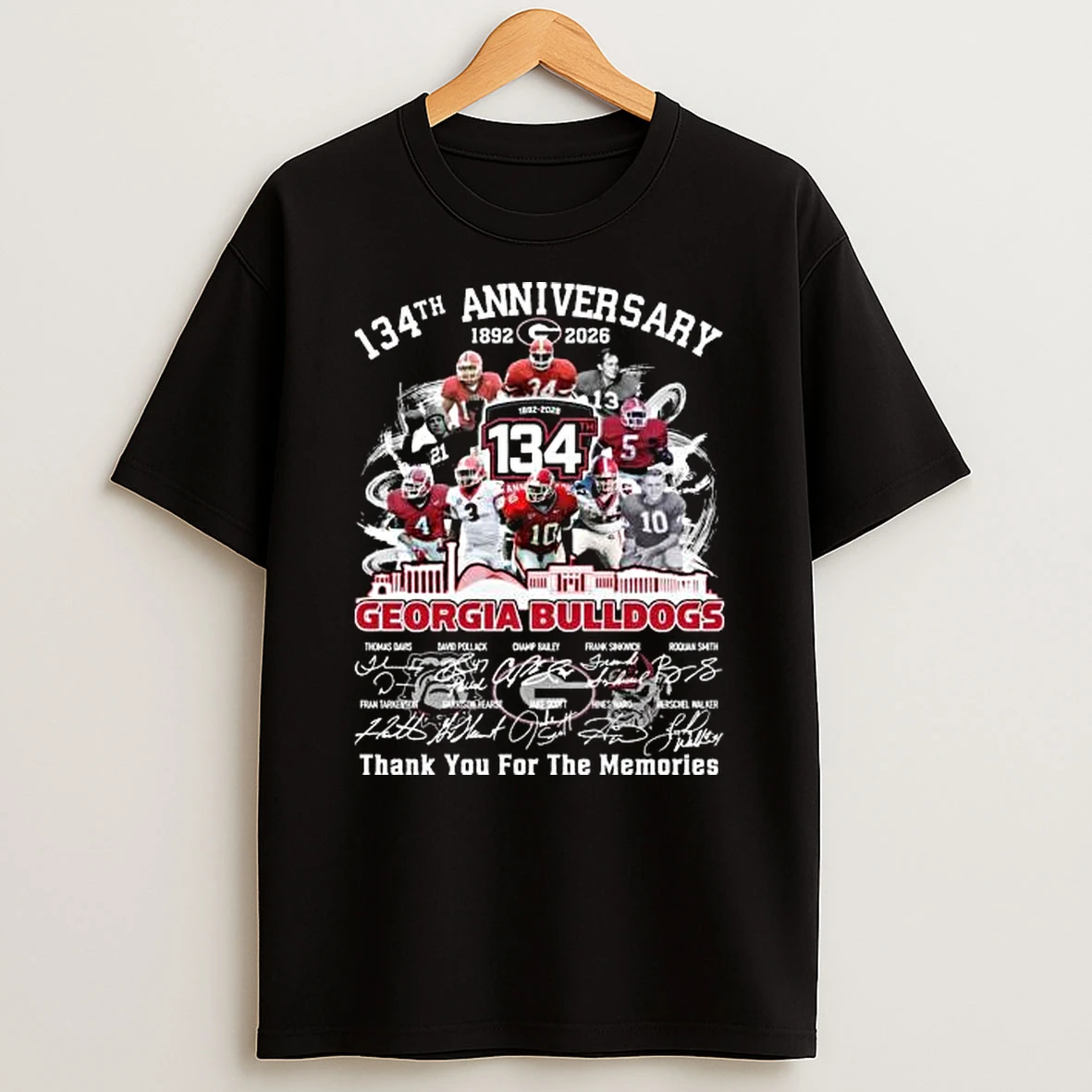 Georgia Bulldogs 134th Anniversary 1892 2026 Players Signatures Thank You For The Memories T Shirt