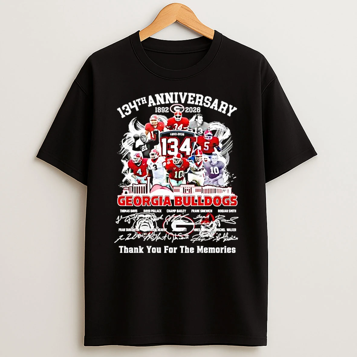 Georgia Bulldogs 134th Anniversary 1892 2026 Commemorative Signatures Players T Shirt