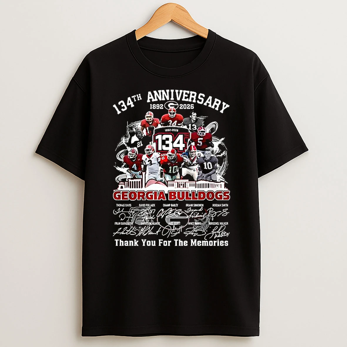 Georgia Bulldogs 134th Anniversary 1892 2026 Thank You For The Memories Signature T Shirt