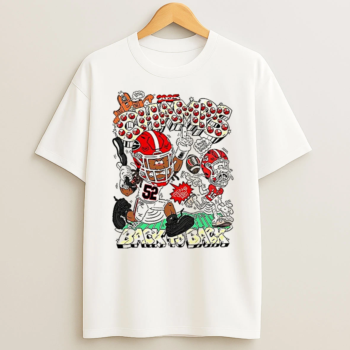 Georgia Bulldogs 2025 Champs Back To Back Caricature T Shirt