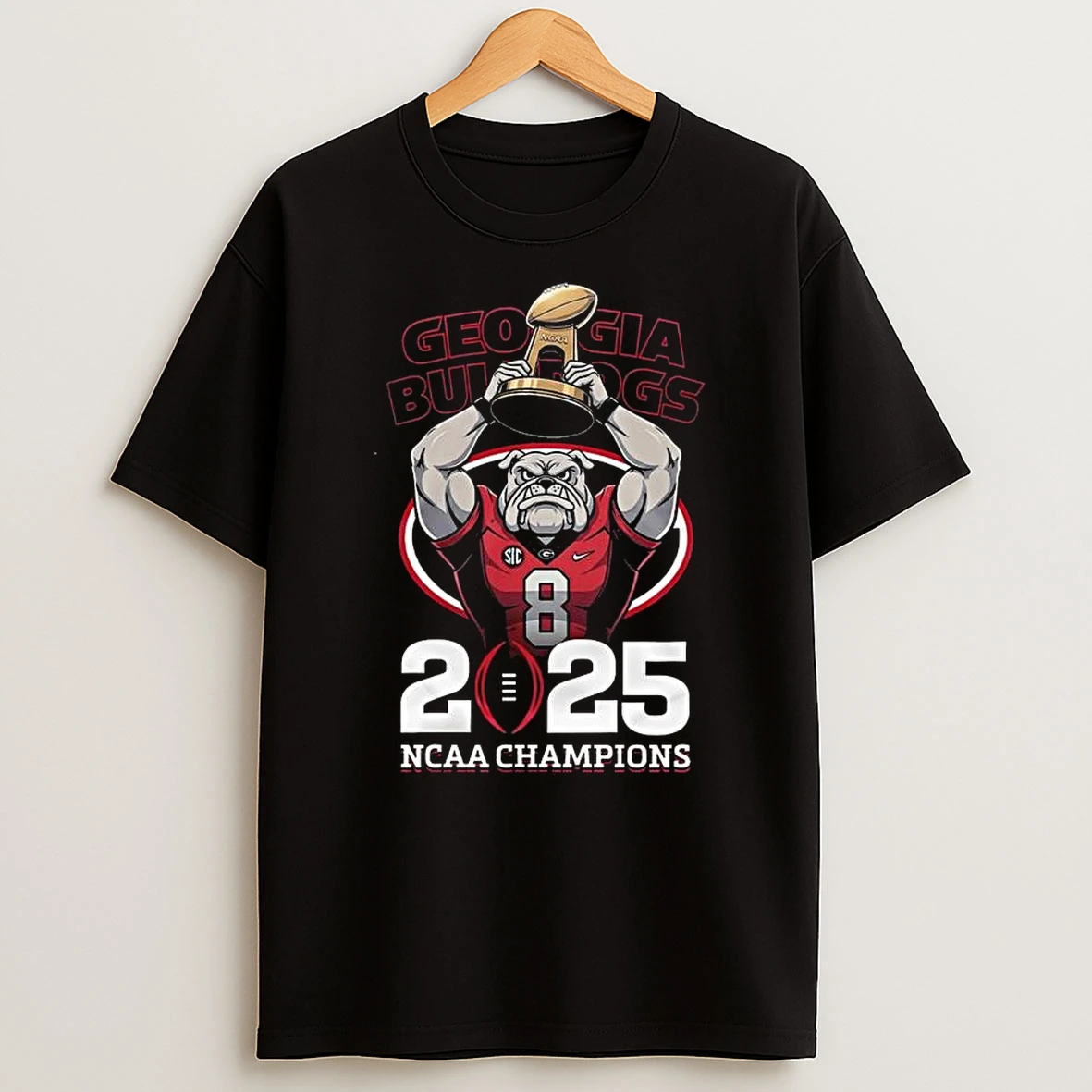 Georgia Bulldogs 2025 Ncaa Champions Mascot Trophy T Shirt