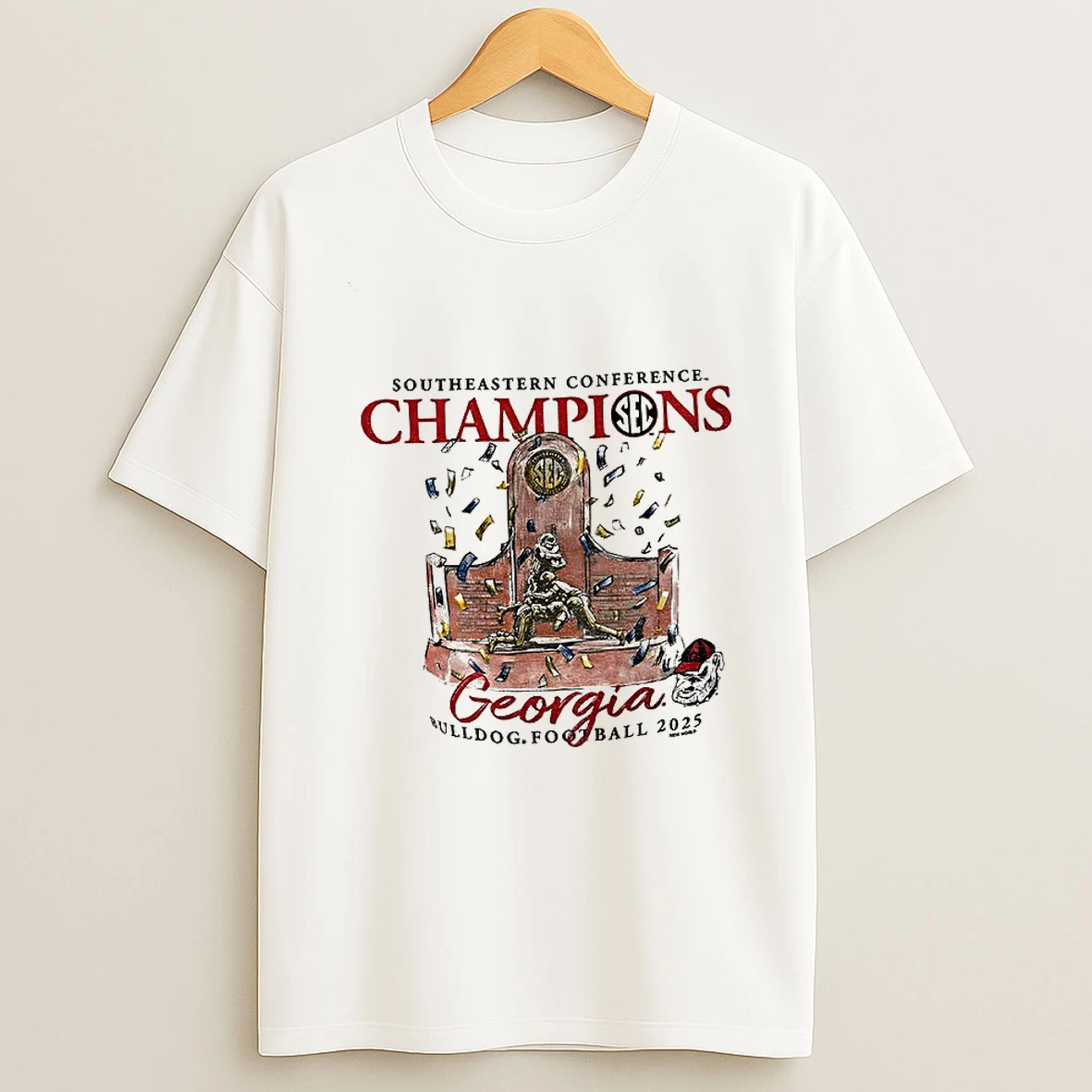 Georgia Bulldogs 2025 Sec Champions Trophy Southeastern Conference T Shirt