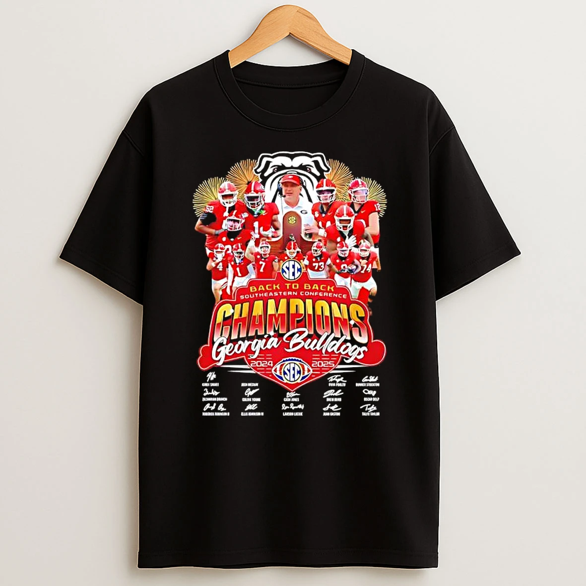 Georgia Bulldogs 2025 Sec Champions Back To Back Southeastern Conference Signature T Shirt