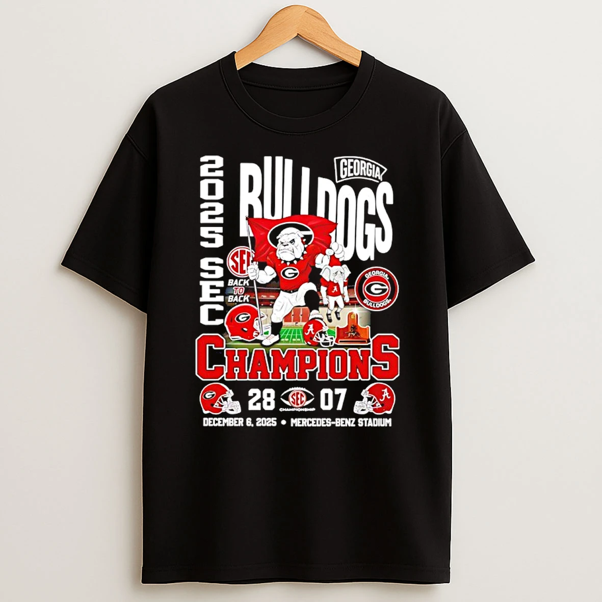 Georgia Bulldogs 2025 Sec Champions Mascot T Shirt