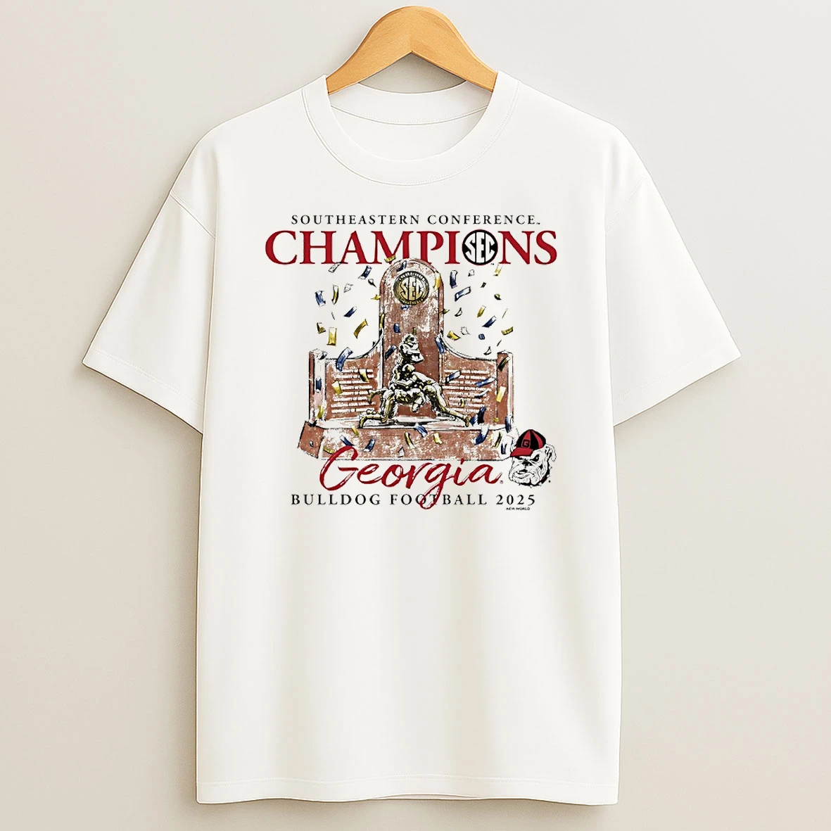 Georgia Bulldogs 2025 Sec Football Champions Trophy Circle T Shirt