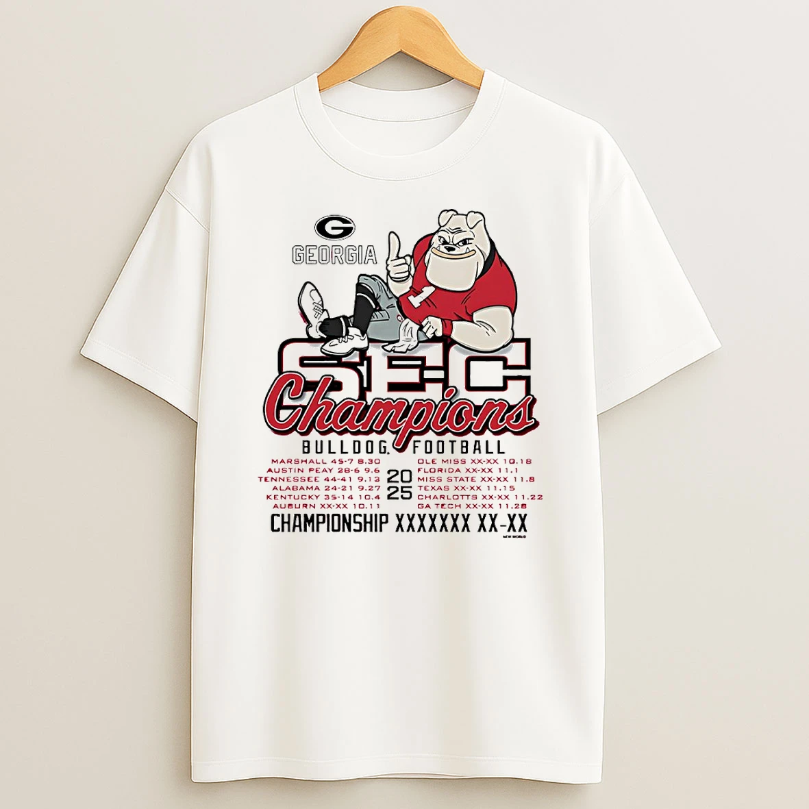Georgia Bulldogs 2025 Sec Football Champions Mascot Circle T Shirt