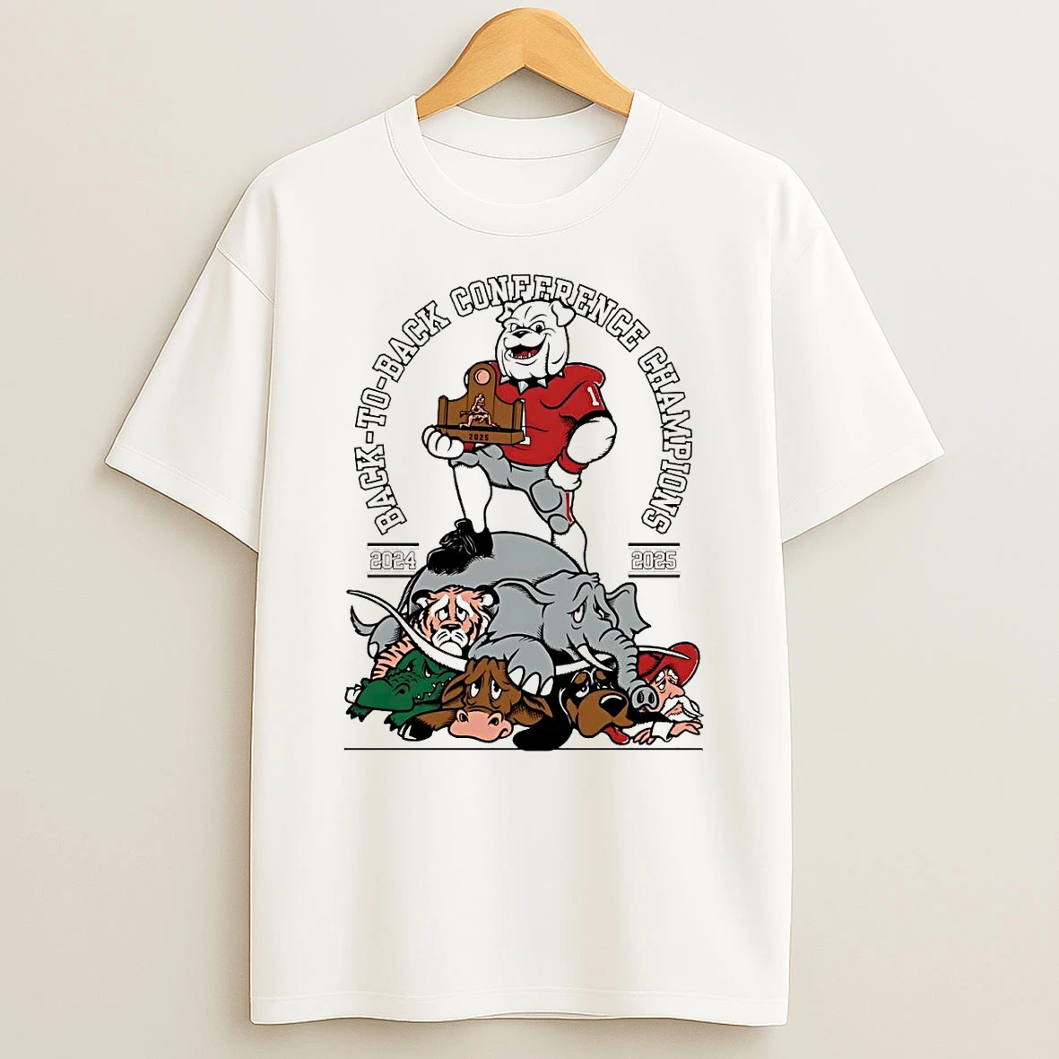 Georgia Bulldogs 2025 Back To Back Conference Champions Mascot T Shirt