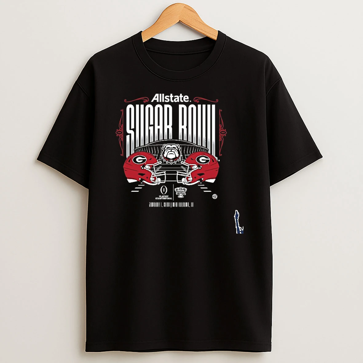 Georgia Bulldogs Allstate Sugar Bowl January 1 2026 New Orleans Head To Head Helmet T Shirt