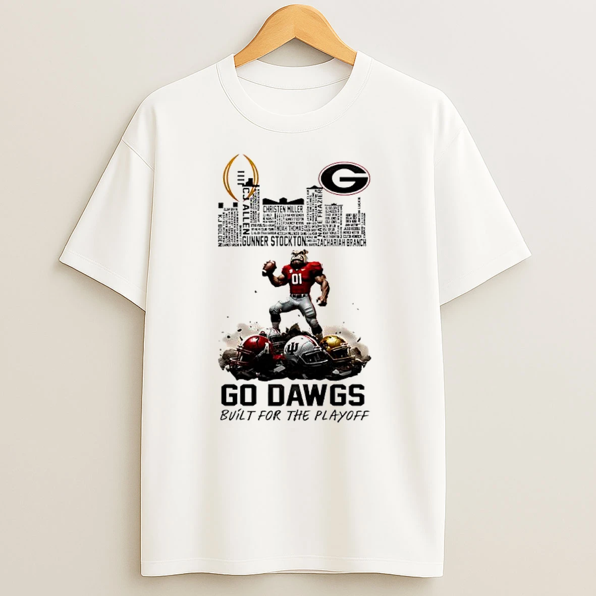 Georgia Bulldogs Bulit For Playoff 2025 2026 Cfp Mascot Skyline T Shirt