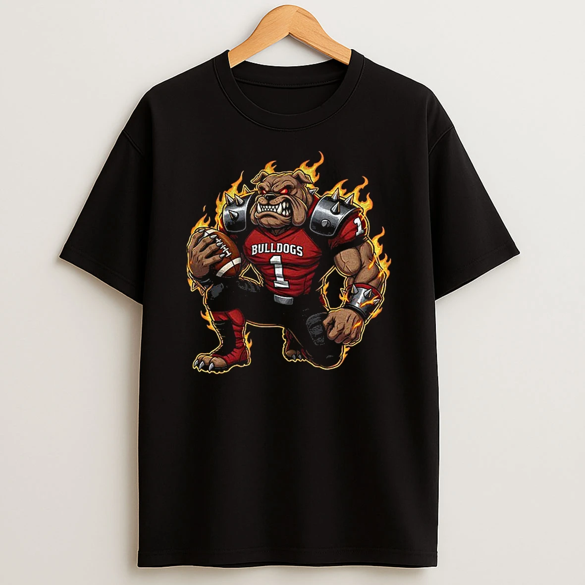 Georgia Bulldogs Fiery Mascot T Shirt