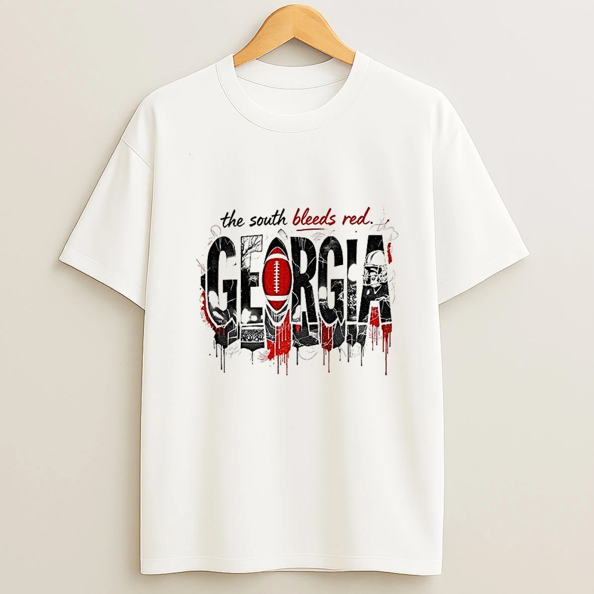 Georgia Bulldogs Football The South Bleeds Red Lights T Shirt