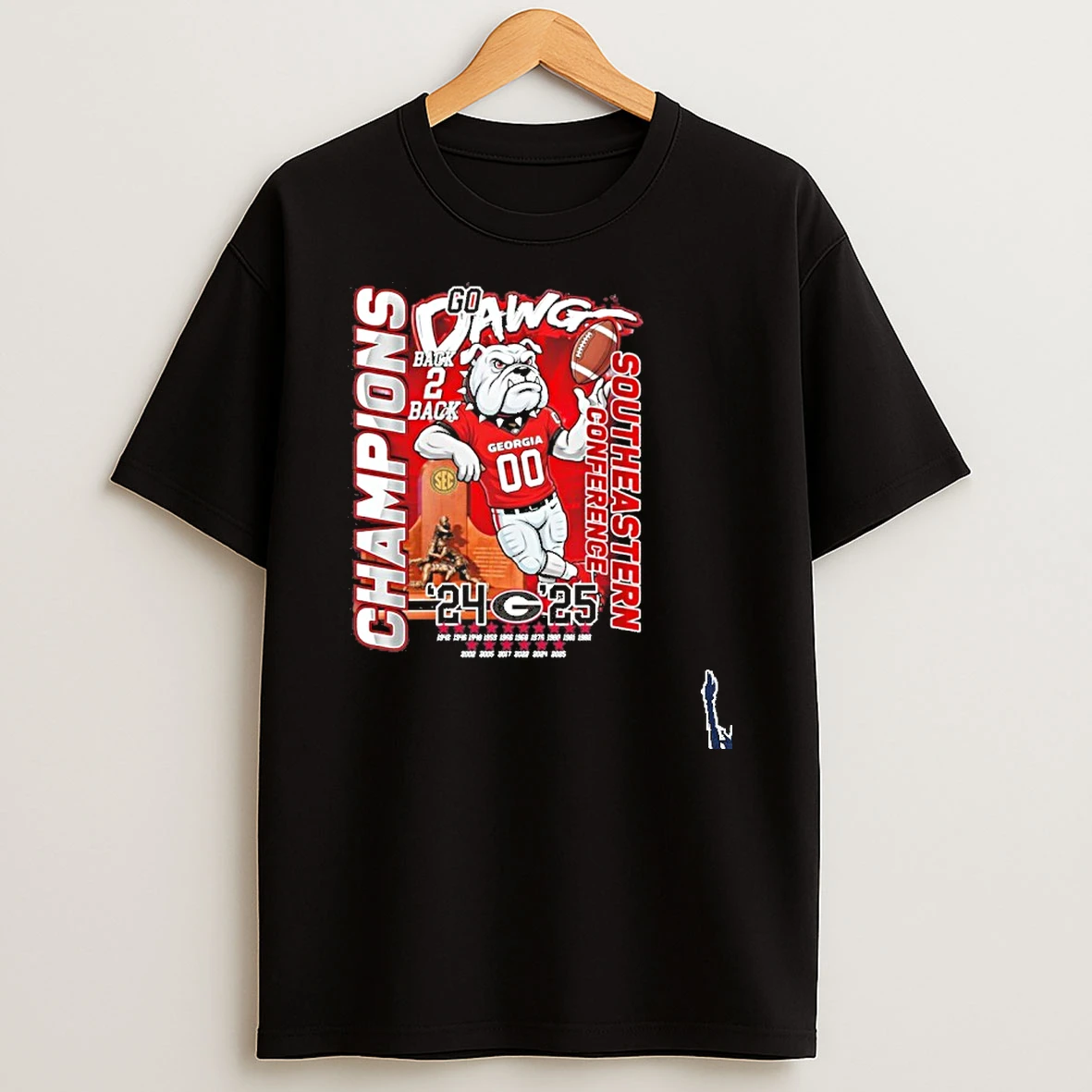 Georgia Bulldogs Mascot Back 2 Back Sec Football Champions Go Dawgs T Shirt