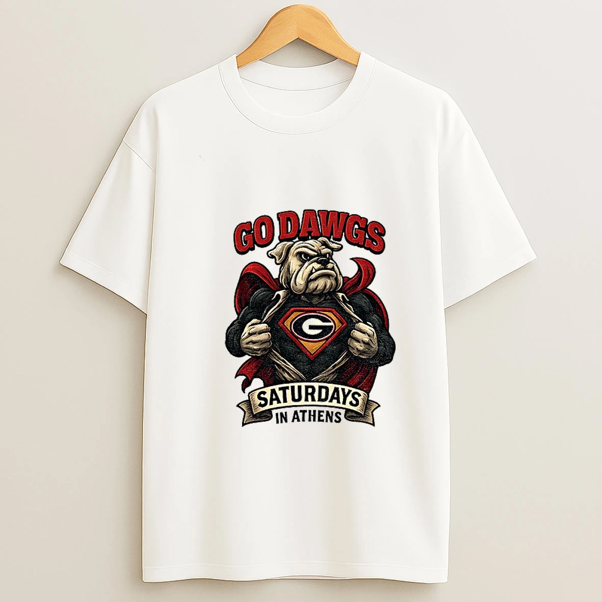 Georgia Bulldogs Mascot Super Bulldog Vintage Saturdays In Athens T Shirt