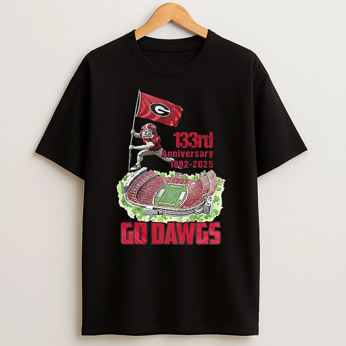 Georgia Bulldogs Ncaa 133rd Anniversary 1892 2025 Go Dawgs Sanford Stadium T Shirt
