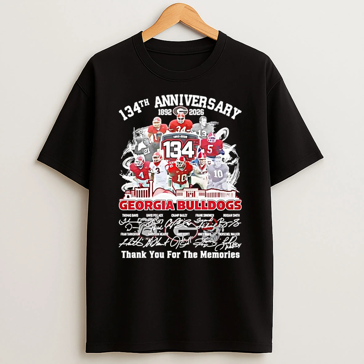 Georgia Bulldogs Ncaa 2026 134th Anniversary Thank You For The Memories Signature T Shirt
