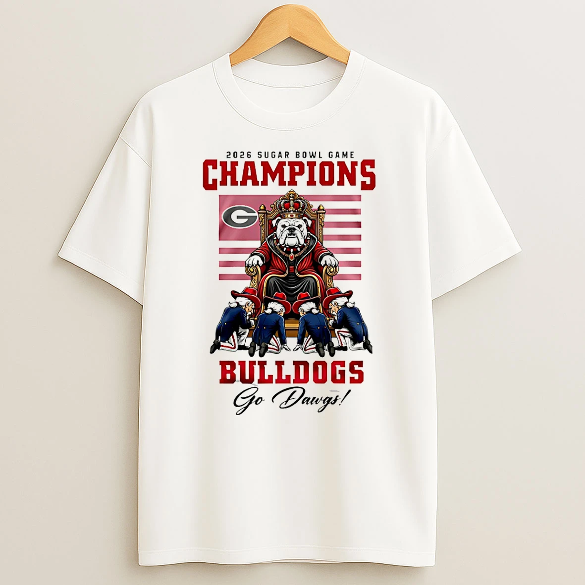 Georgia Bulldogs Ncaa 2026 Sugar Bowl Game Champions King Mascot T Shirt