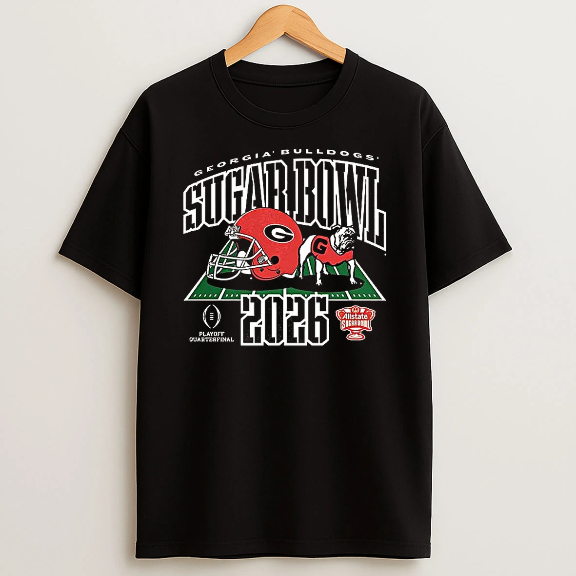 Georgia Bulldogs Ncaa Cfp All State Sugar Bowl 2026 Helmet Mascot T Shirt