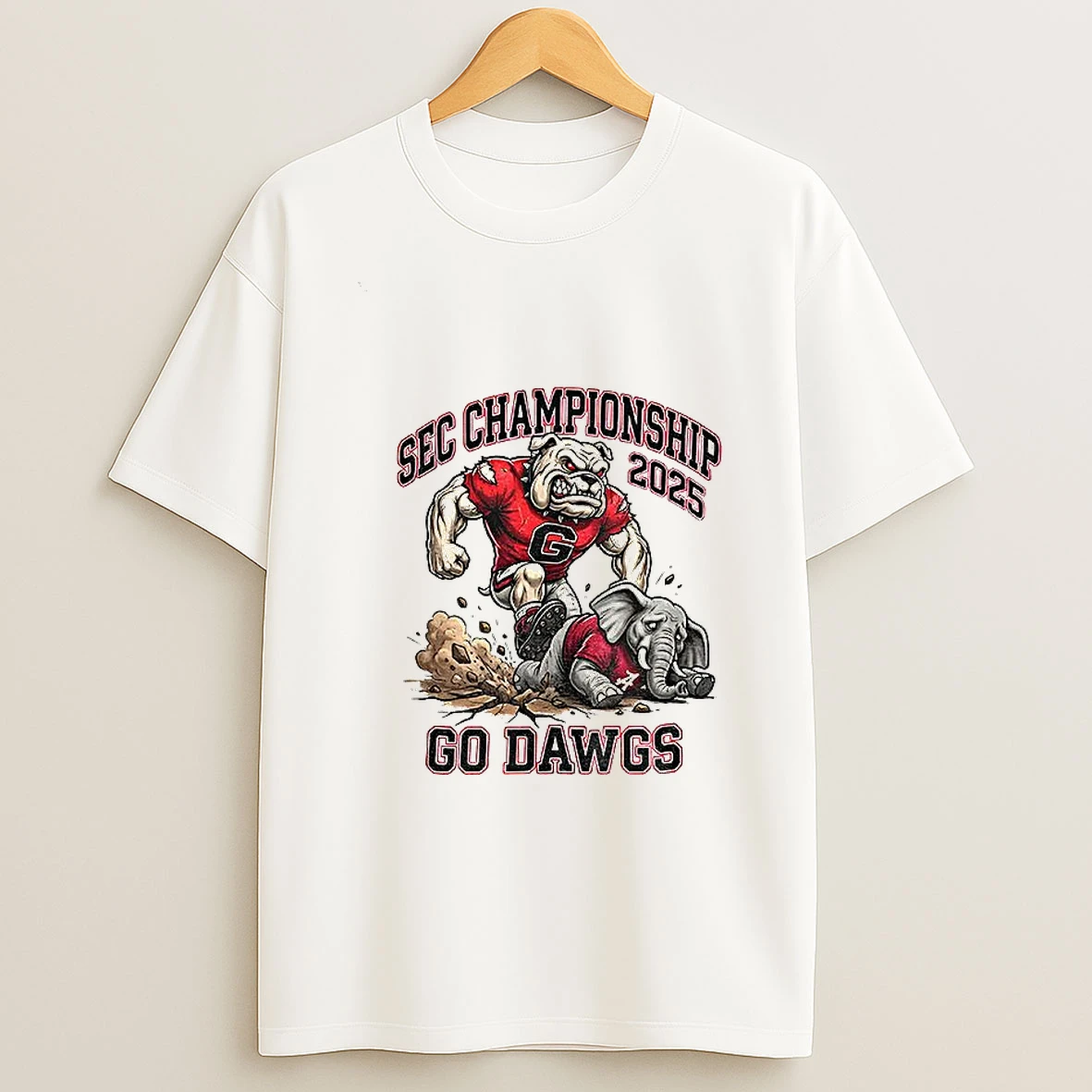 Georgia Bulldogs Sec Championship 2025 Go Dawgs Bulldog Mascot Vs Elephant Rivalry Football T Shirt