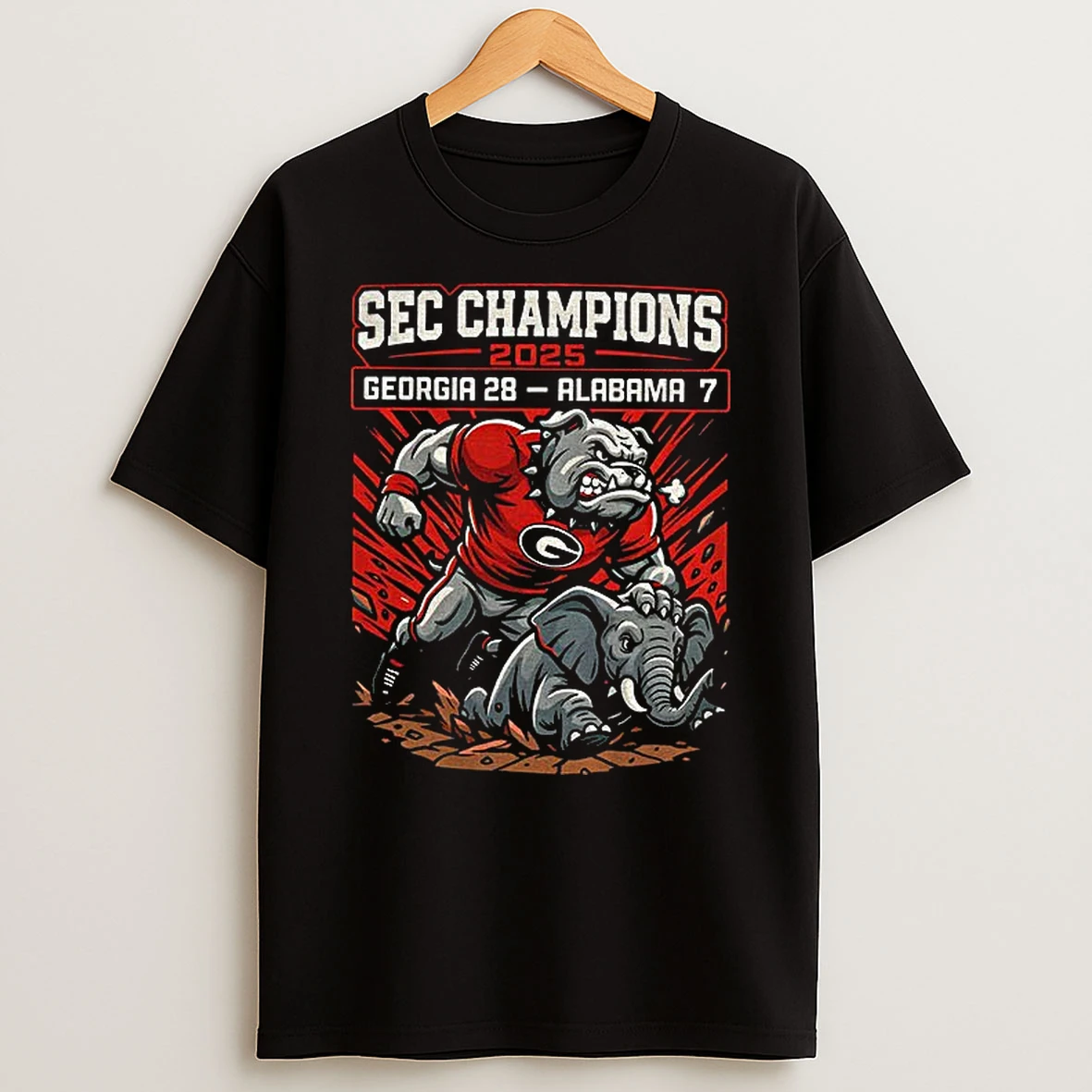 Georgia Bulldogs Score 28 7 Championship Sec Champions T Shirt