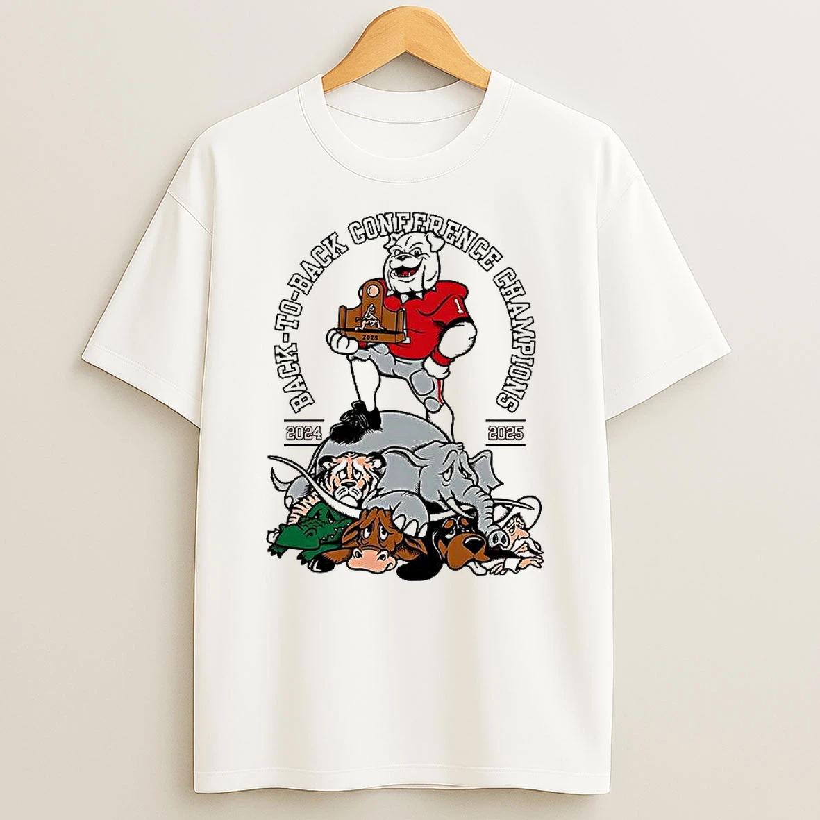 Georgia Bulldogs Back To Back Conference Champions 2024 2025 Mascot T Shirt