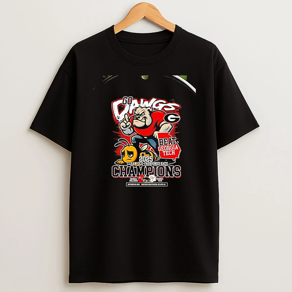 Georgia Bulldogs Beat Georgia Tech 2025 Clean Old Fashioned Hate Champions Christmas Chriast T Shirt