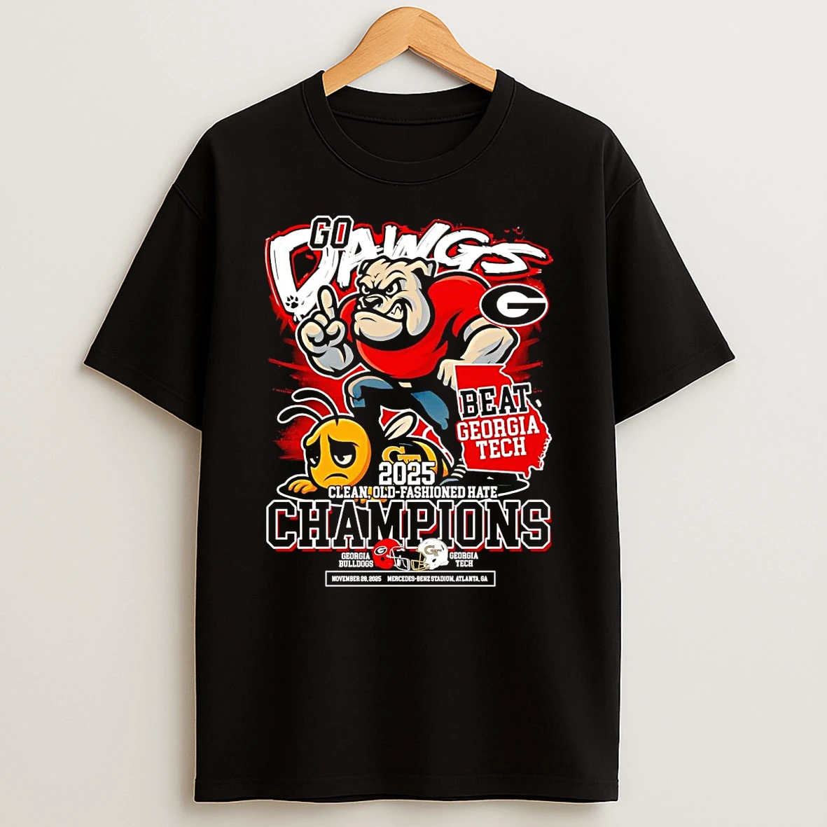 Georgia Bulldogs Beat Georgia Tech 2025 Clean Old Fashioned Hate Champions T Shirt