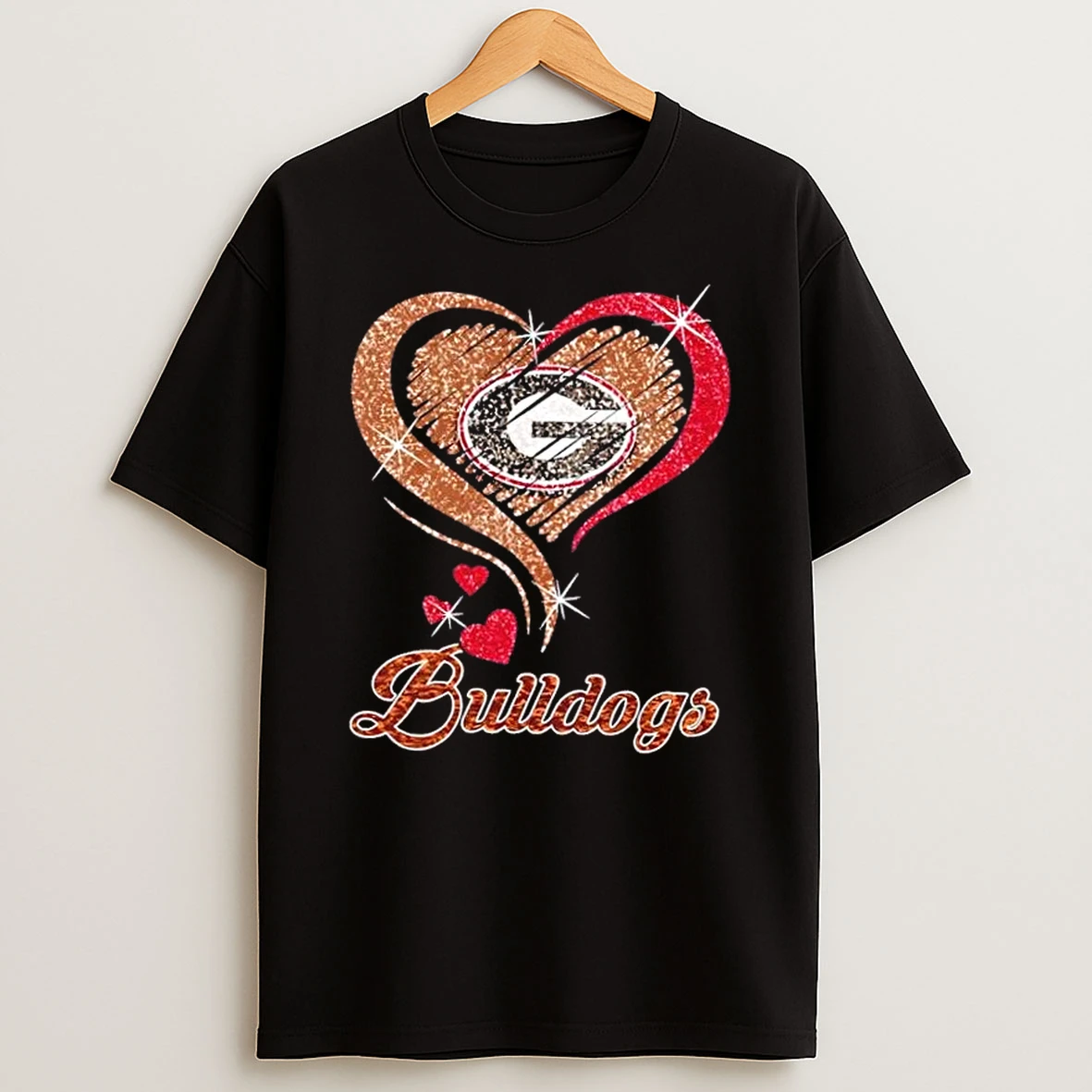 Georgia Bulldogs Football In Glitter Heart Fans T Shirt
