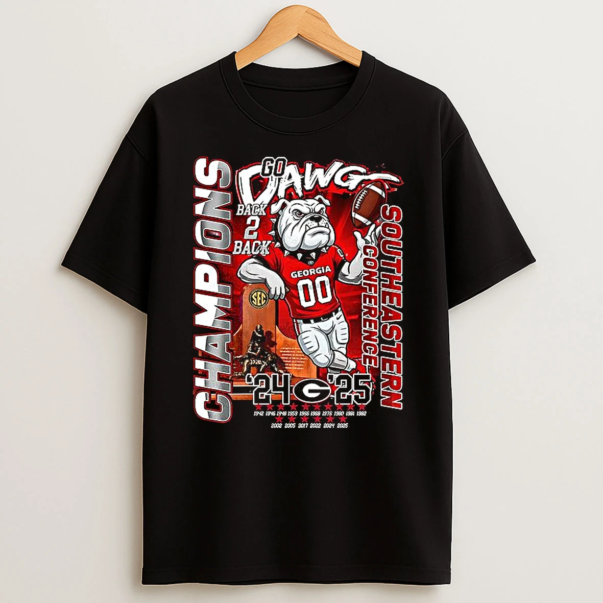 Georgia Bulldogs Go Dawg Southeastern Conference Back 2 Back Champions T Shirt