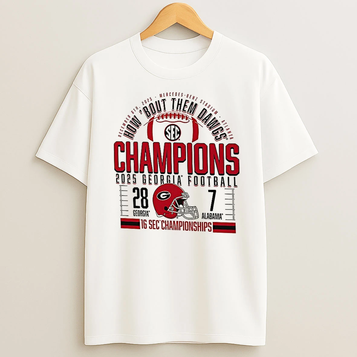 Georgia Bulldogs How Bout Them Dawgs 2025 Sec Football Champions Score T Shirt