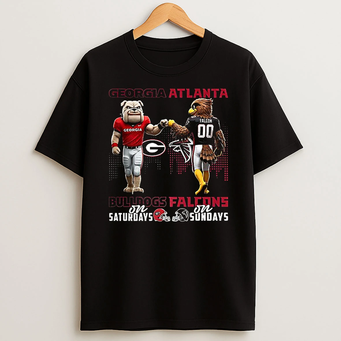 Georgia Bulldogs On Saturdays Vs Atlanta Falcons On Sundays Mascot T Shirt