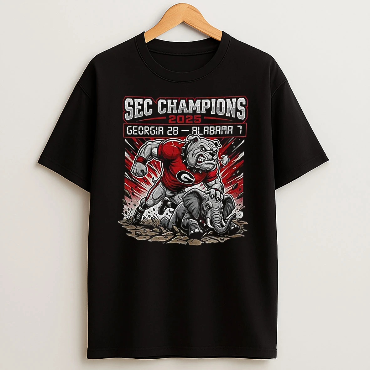 Georgia Bulldogs Vs Alabama Crimson Tide Football Victory Mascot 2025 Sec Champions T Shirt
